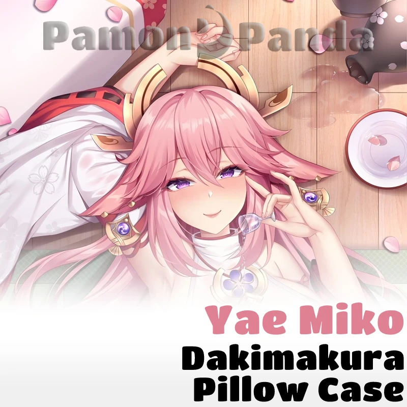 Yae Miko Dakimakura Genshin Impact Sexy Pillow Case Full Body Hugging Cushion Cover Otaku Pillowcase Bedding Decor Home Gift