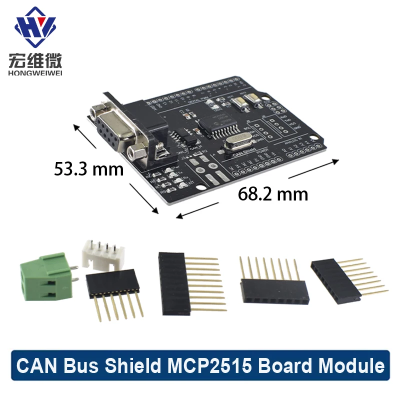 

MCP2515 CAN Bus Shield Board Module SUB-D Connector Standard UART IIC SPI LED Indicator Controller CAN DC 2.7-5.5V for Arduino