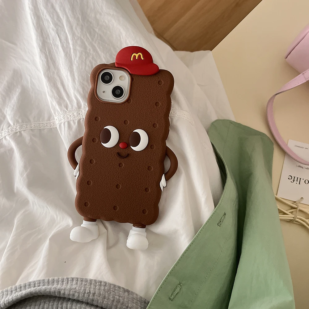 Kawaii 3D Japan Ins Chocolate Toast Cookies Weiche Silikon Handyhülle Stoßfeste Abdeckung für iPhone 16 15 14 13 12 Pro Max – Detail 8