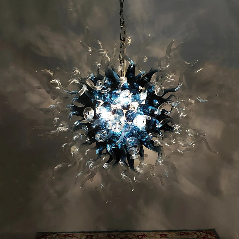 LONGREE Luxury Glass Chandeliers Fancy Art Aegean Blue Shade Globe LED Light Hand Blown Glass Chandelier Light Fixtures