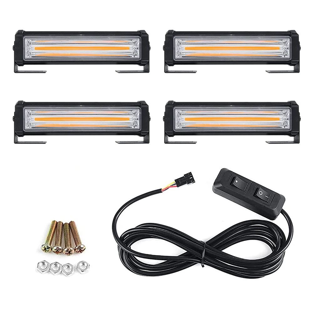 40w âmbar 2 módulos cob grade de carro barra de luz estroboscópica 12v 24v polícia led aviso de emergência piscando lâmpada cabeça luzes de sinal de segurança