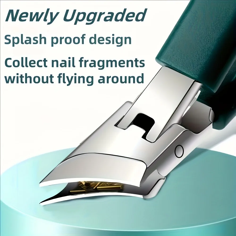 

Splash Proof Wide Opening Nail Clipper Stainless Steel Slanted Tip Professional Thick Hard Toenail Trimmer Nail Tools