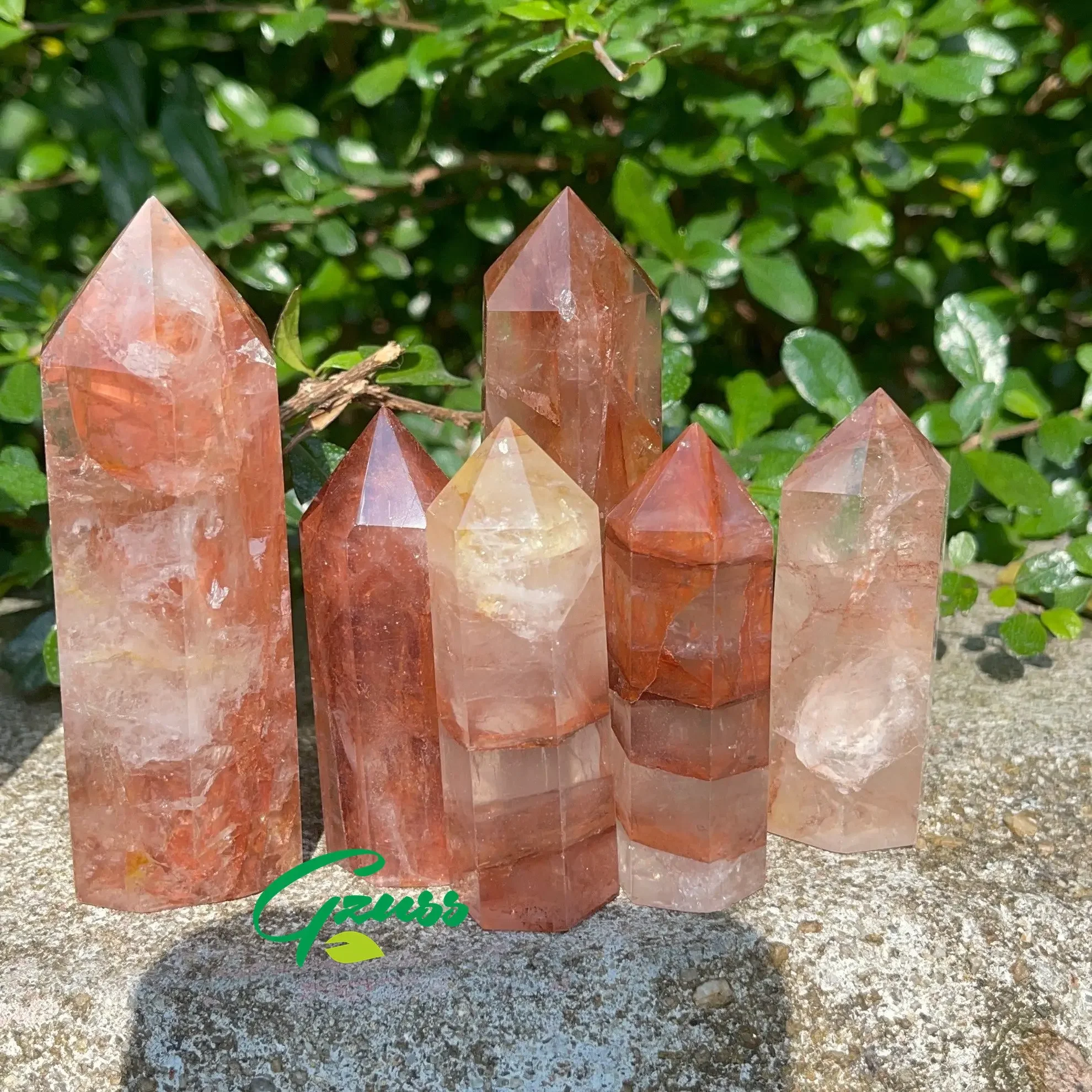 Hematoid Quartz Crystal Tower - Fire Point  Hematite - Harlequin Quartz - Fire Quartz Stone Healing Crystals