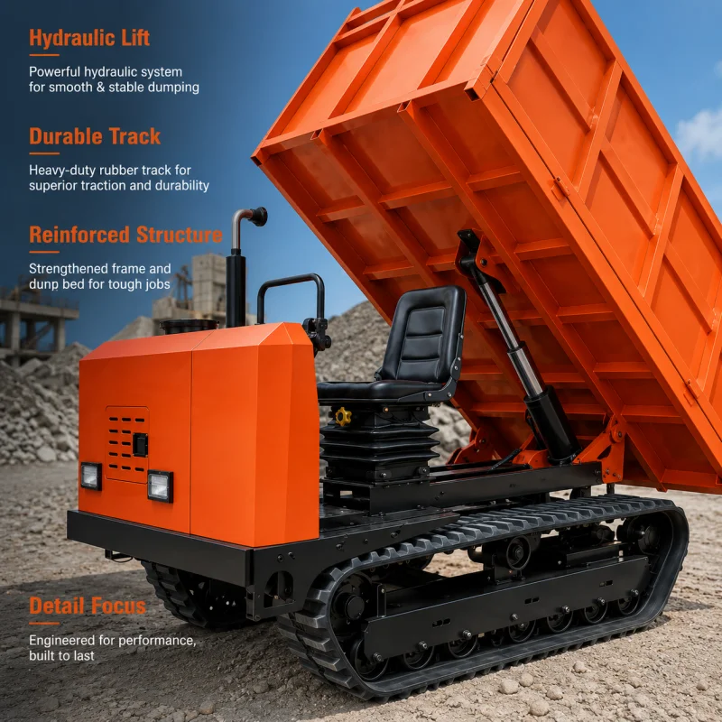 Electric Start Rubber Track Mini Tracked Dumper For All Terrain Rough Road To Prevent Ground Damage Factory Direct Wholesale