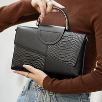 Stylish PU Synthetic Leather Women's Shoulder Crossbody Bag Fashion Casual Dinner Wedding Alligator Pattern Flap Handbag Purse