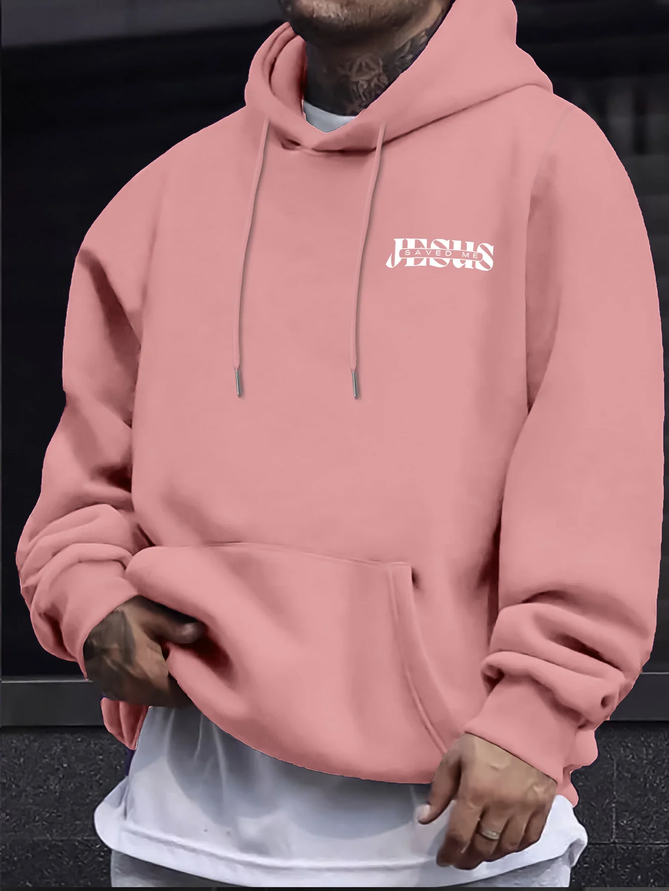 Übergroßer Christlicher Kreuz-Hoodie mit Aufschrift "Johannes 3:16" Herren Hip-Hop Sport Streetwear Lässiger Fleece-Pullover – Detail 11