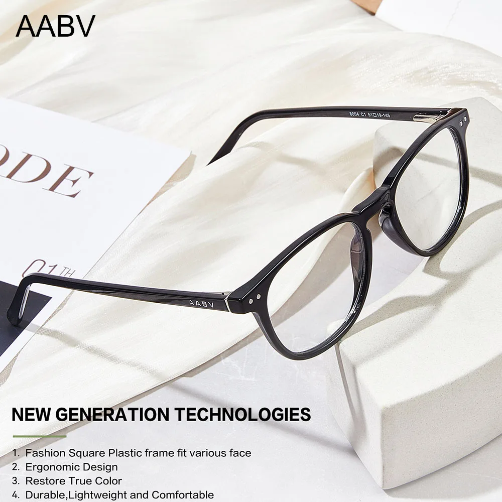 

AABV Computer Anti Blue Light Glasses Spring Hinge Round Fake Transparent Optical lenses for Women Men Clear Eyeglasses 8004