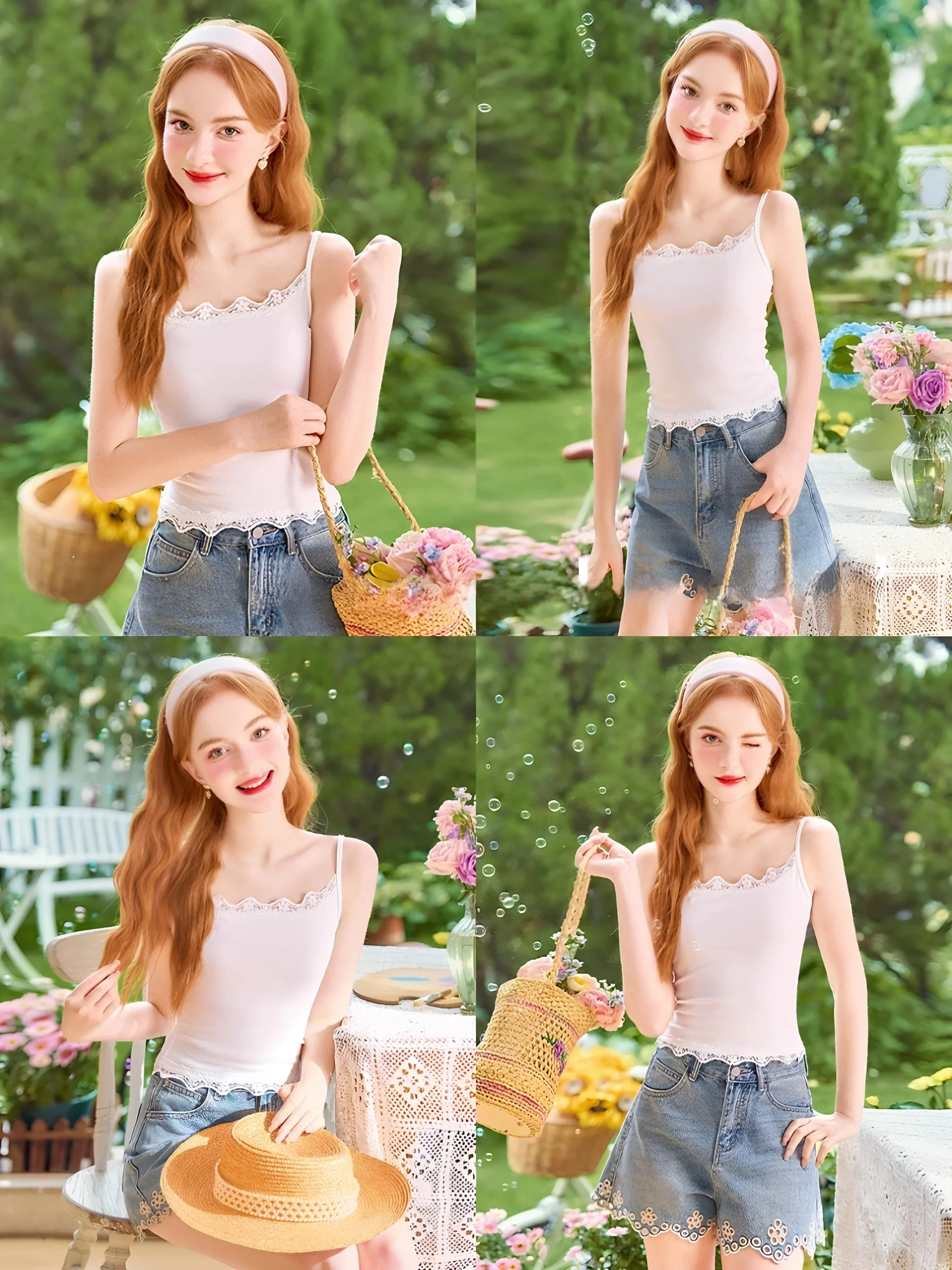 Women's Slim Fit Lace Trim Camisole Tank Top 95 Cotton Summer New Style Outerwear Base Layer Shirt for plus Size And Fat MM