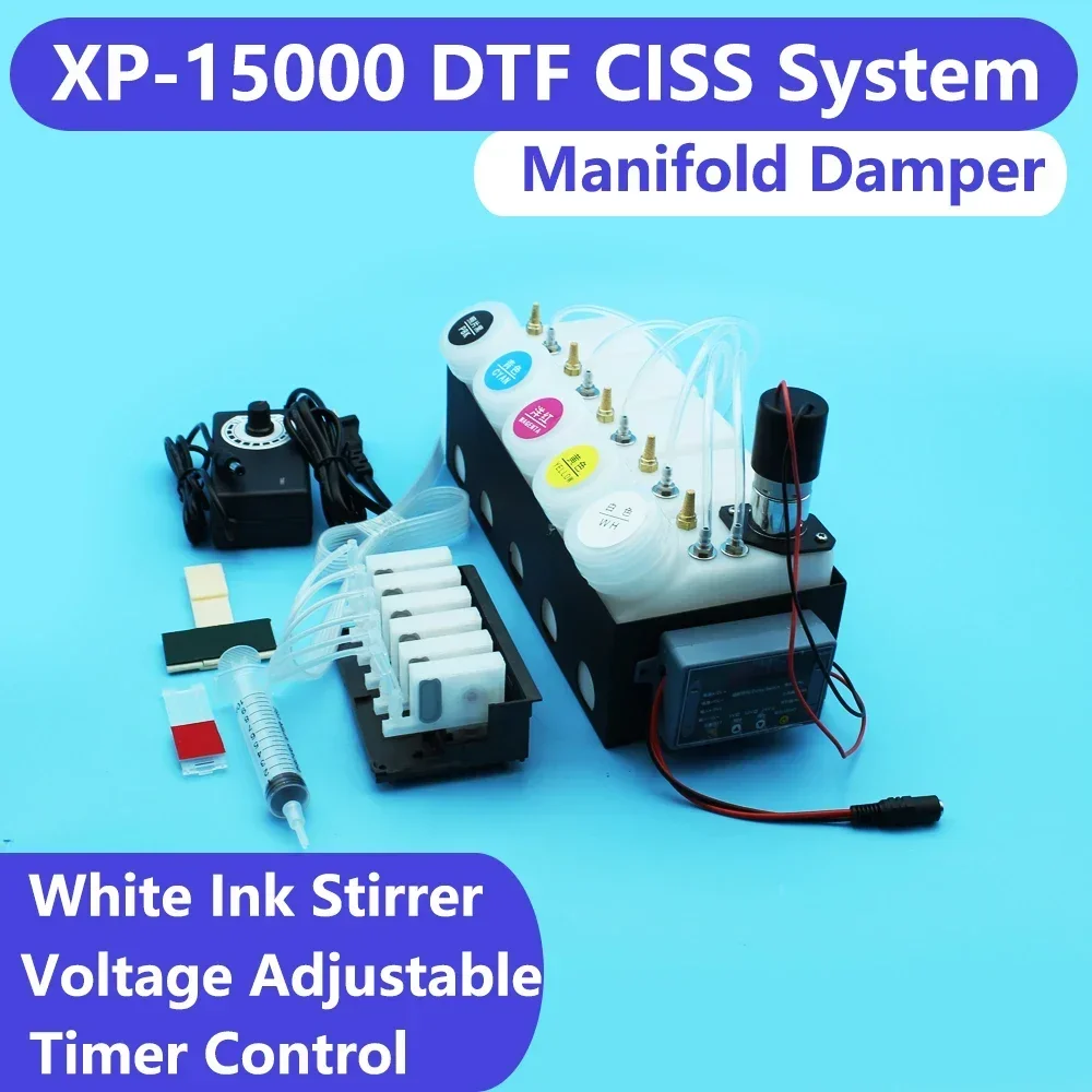 

DTF Xp15000 With Printhead Dampers Manifold CISS Convert Kit XP 15000 DTF Printer Ink System White Ink Tank Shaker Mixer Timer