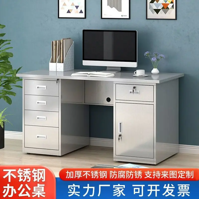 304 stainless steel desk computer desk laboratory workbench workshop console stainless steel table with drawers