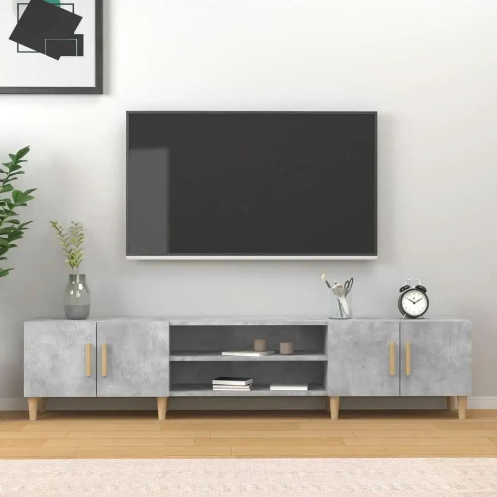 Modern Concrete Grey TV Cabinet 180x31.5x40 cm - Stylish Engineered Wood Storage Solution