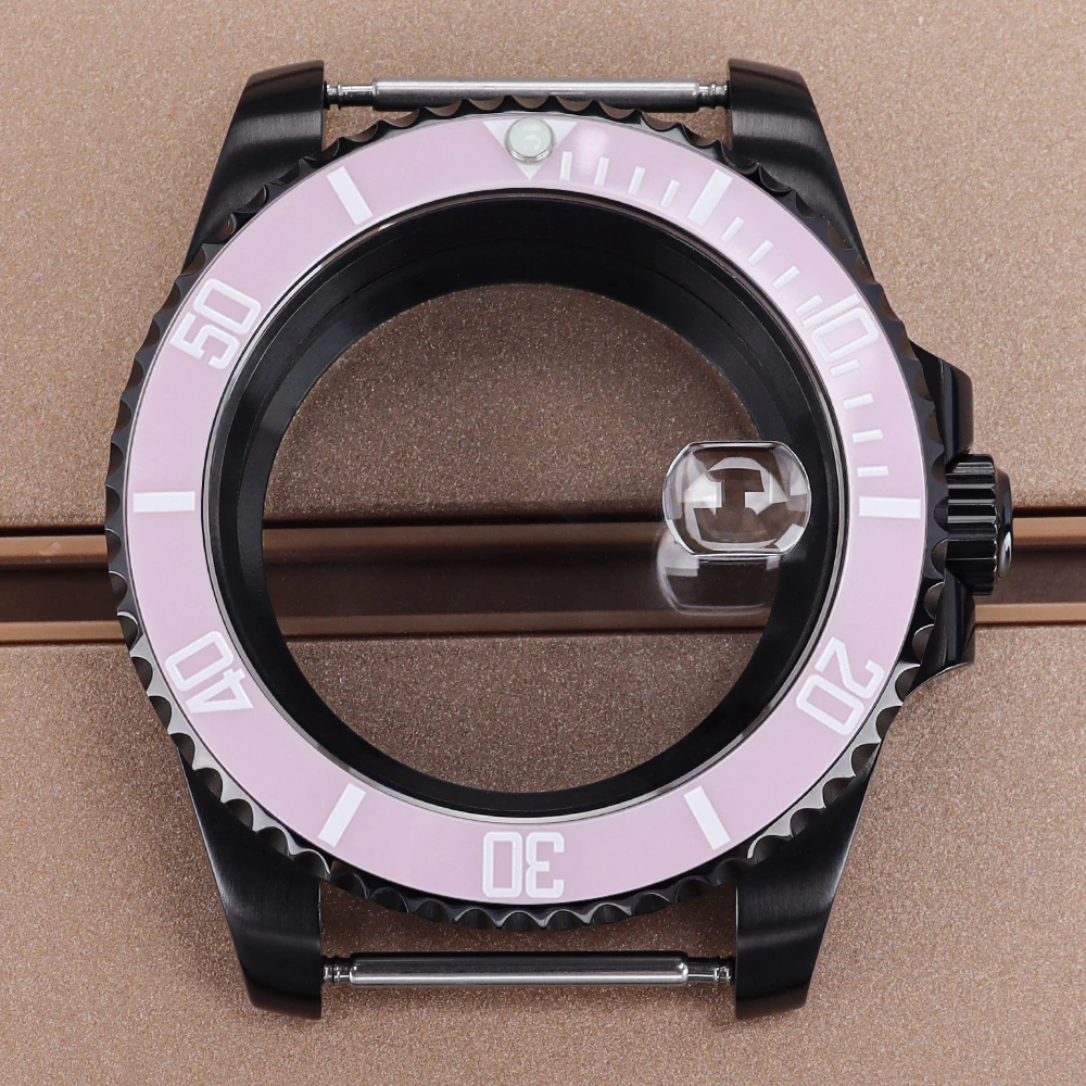 Men's Black NH35 40MM Watch Case Transparent Back Sapphire For Seiko NH35 NH36 NH38/34 Miyota8215 ETA2824 Movt Yacht-Master Part