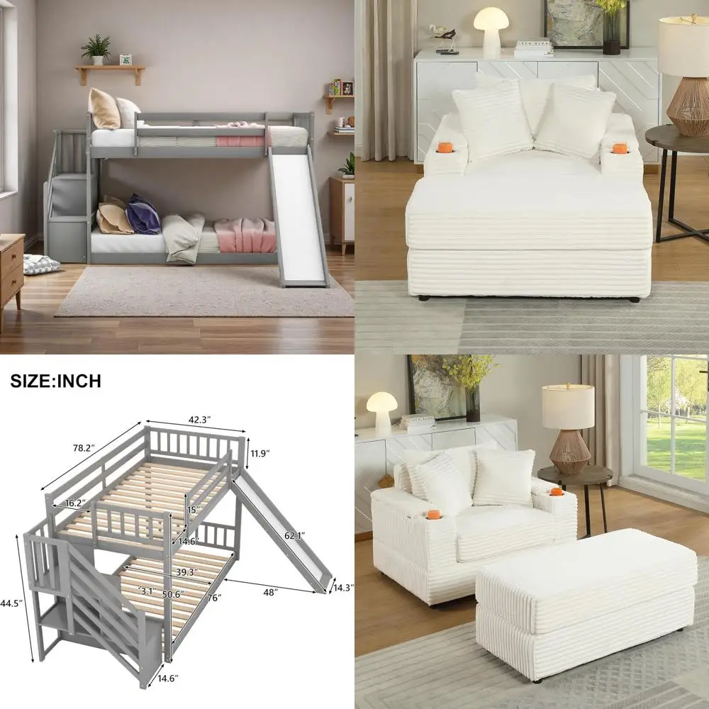 سرير نهاري VIAGDO مقاس مزدوج مع درجين للتخزين ومحطة شحن، إطار سرير نهاري معدني مزدوج مع لوح أمامي للرف وإضاءة LED