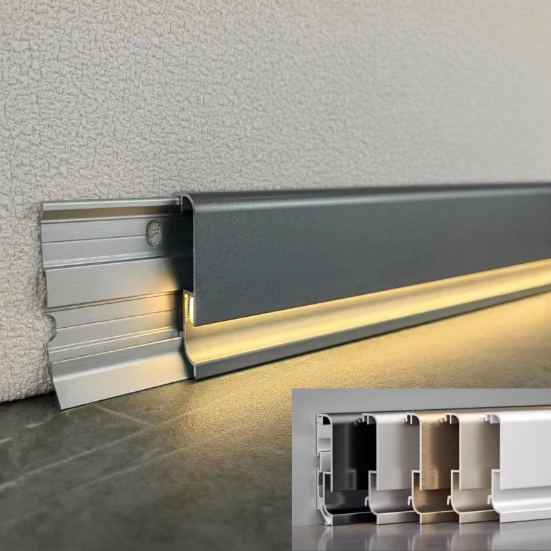 

H5/6/8cm Super Narrow LED Wall Skirting Line Minimalist Aluminium Profile Floor Baseboard Silicone Neon Strip Light Diffuser