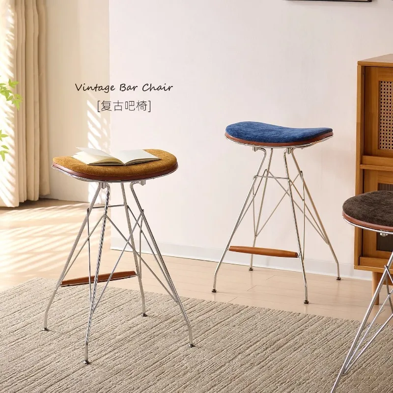 

Vintage Industrial Wrought Iron Saddle Backless Creative High Stool for Home Kitchen Island Mid-century Modern Design Bar Stools