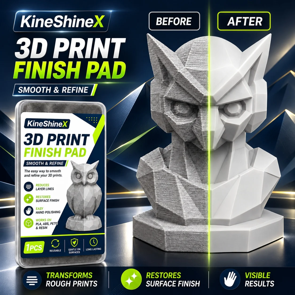 3D Print Finishing Pad Reusable Polishing Sponge Post Processing For PLA  ABS PETG Resin Model Remove Layer Lines Surface Smooth