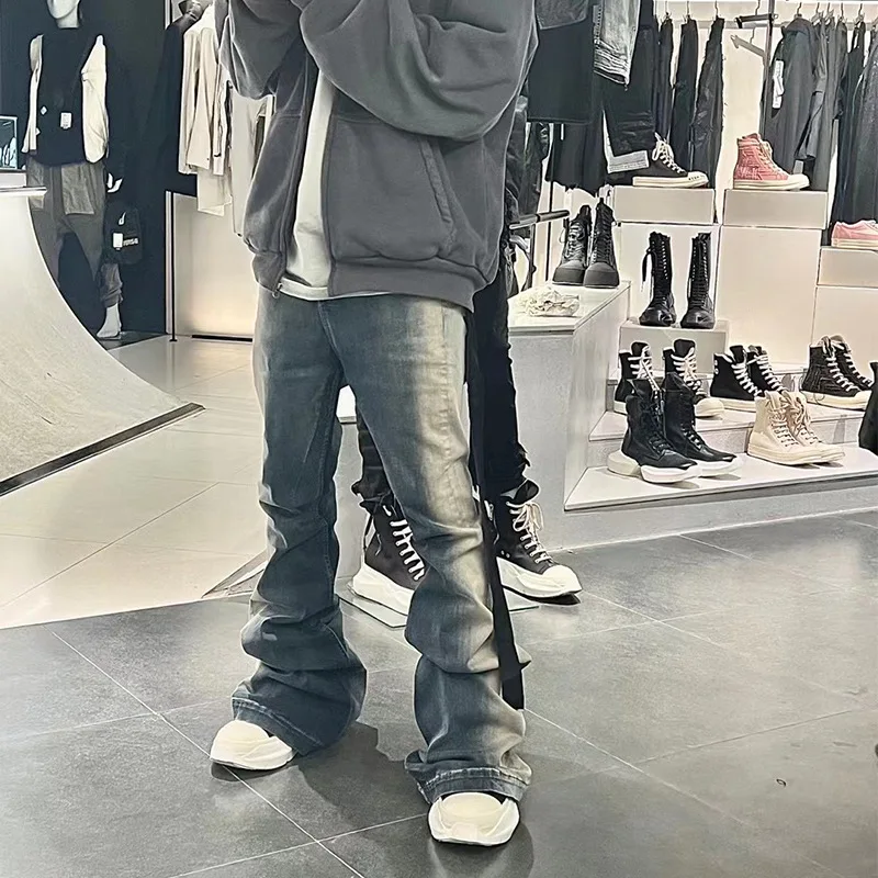 هاي ستريت جان السراويل RO نمط الرجال غسلها التدرج عالية تمتد طول الأرض عادية مايكرو متوهج ضيق التخسيس الدينيم بانت #4