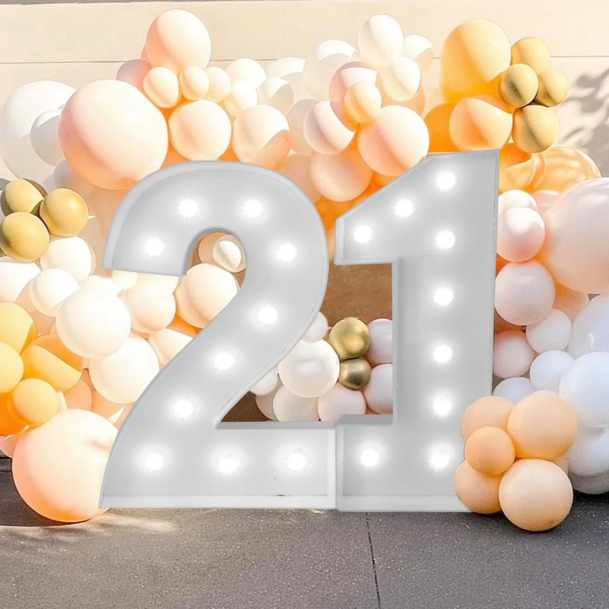 73cm Giant Figure Balloon Filling Box with Lights 1st Birthday Balloon Number 18 30 50 60 Balloon Frame Wedding Decor BabyShower