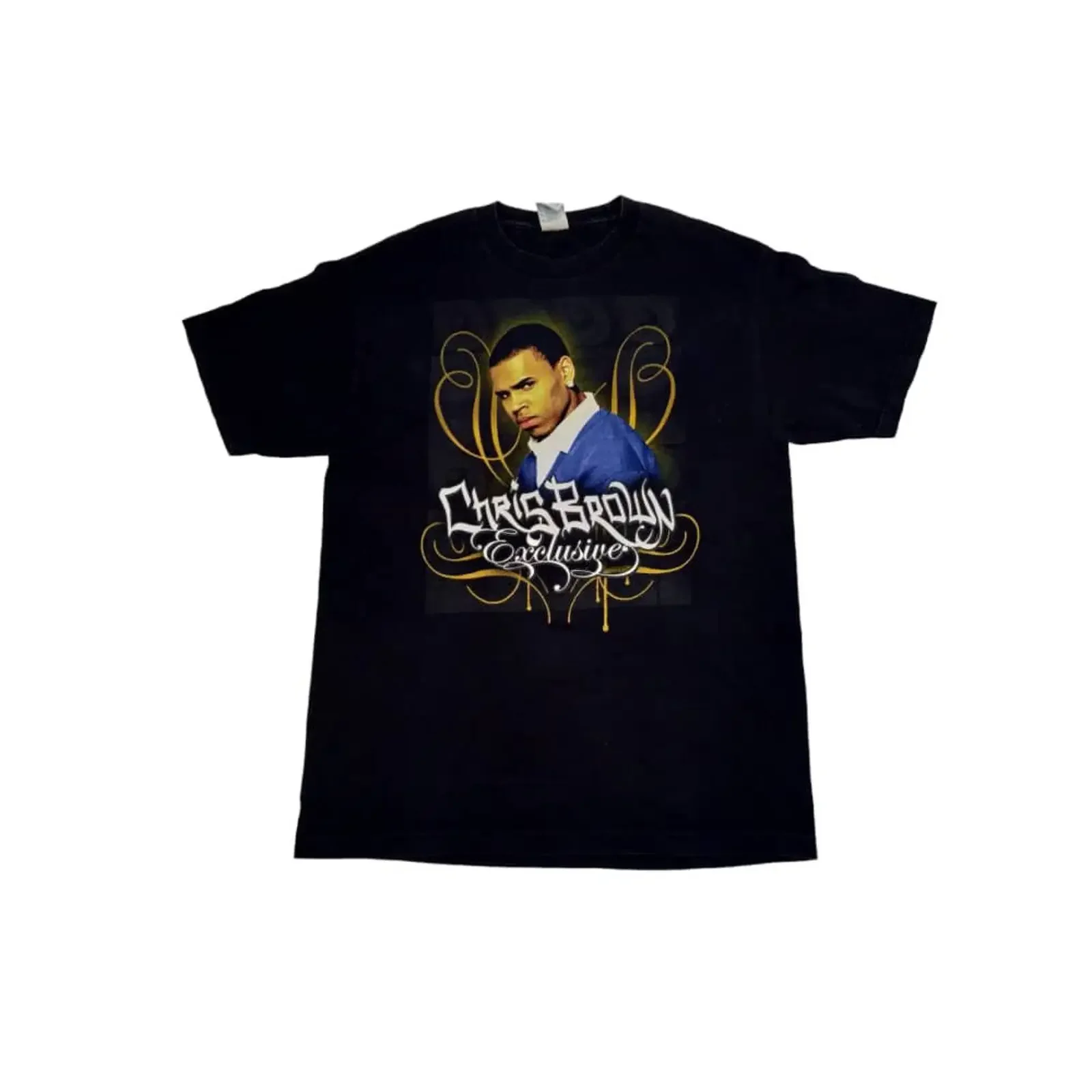 Vintage Chris Brown American Singer Songwriter Rapper Hip Hop Large Black T Shirt Genre R B Pop Music Concert Tour Size L Soft