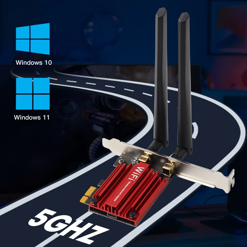 Wifi 6 pcie ax1800 cartão sem fio banda dupla 5ghz/2.4ghz bluetooth 5.2 antenas externas adaptador mt7921 para desktop pc win 10/11