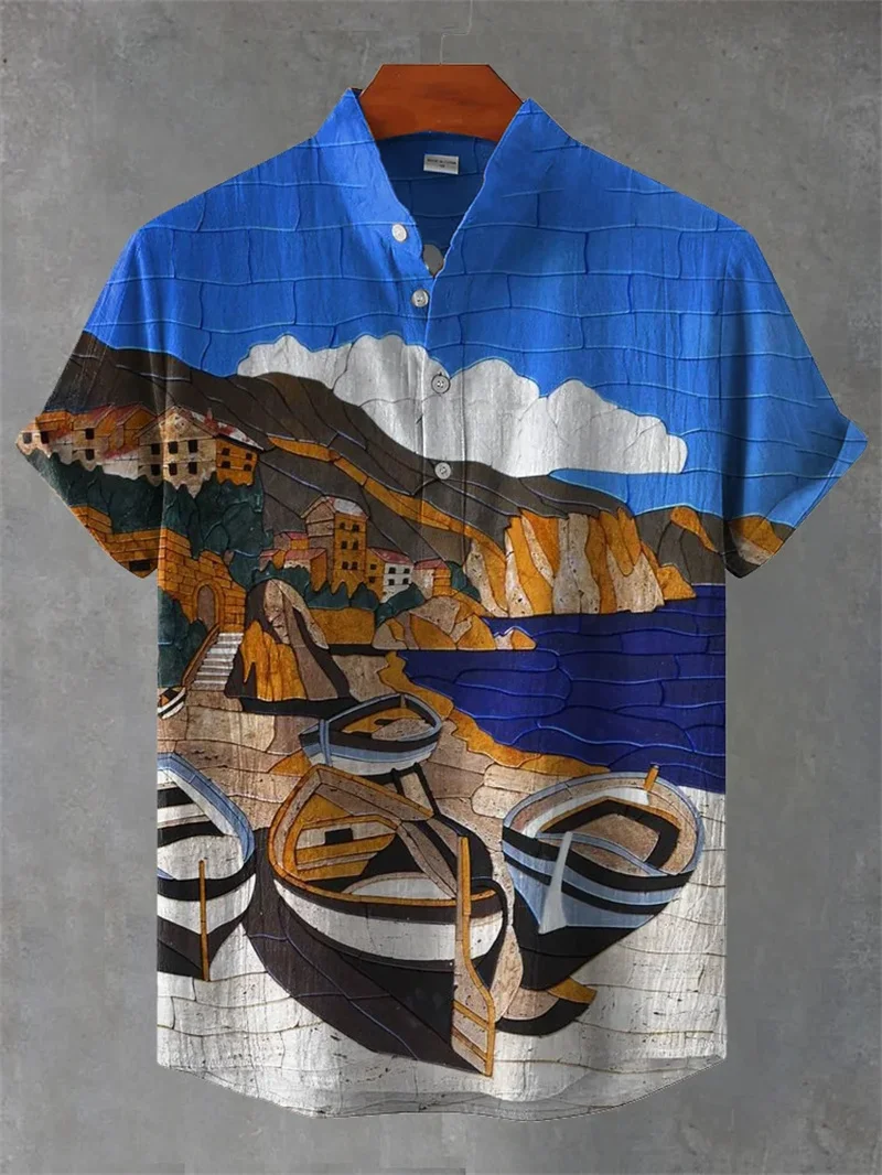 2025, kurzärmeliges Herrenhemd im afrikanischen traditionellen Stil, Sommer, Hawaii, Strand, Straßendekoration, Körperurlaub