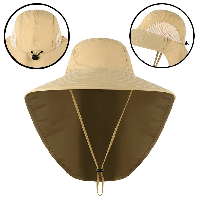 Fishing Hat Wide Brim Bucket Hat with Neck Cover Quick Dry Outdoor Sports Jungle Hiking Hat Men Fishermen Sun Protected Cap