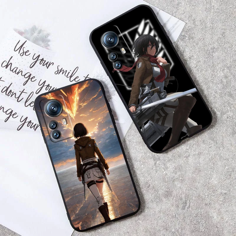 Anime Attacks On T-Titan For Xiaomi Mi 14 13T 13 12T 12 11T 11i 11 10T 10 Pro Lite Ultra 5G Black Funda Phone Case