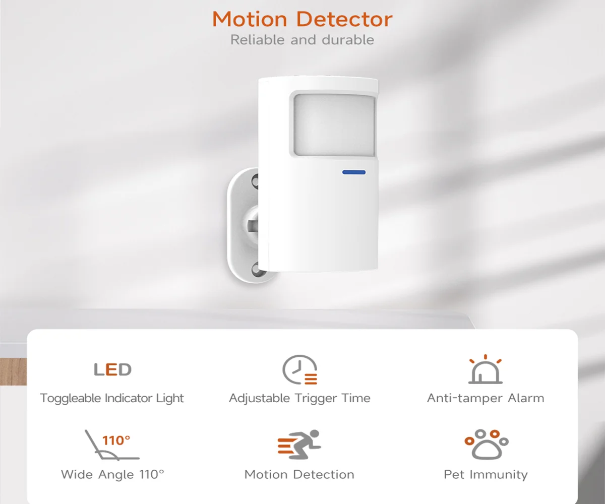 CPVAN-Sensor de movimiento PIR inalámbrico para el hogar, Detector antirrobo, accesorio de sistema de alarma de seguridad, 433MHZ