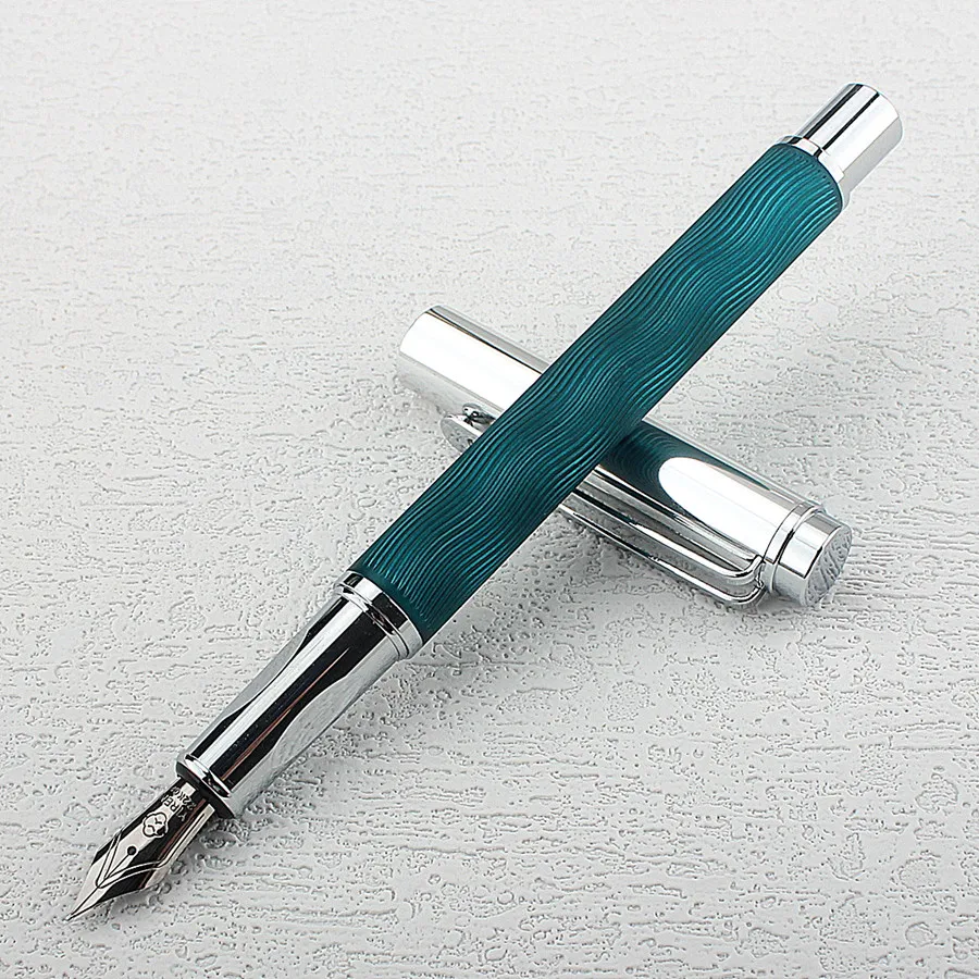 Fountain Pen Metal Wave Pattern Voyager Series Beautiful Ripples F Nibs School Office Calligraphy Pens