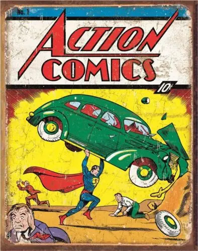 Action Comics Cover No. #1 Tin Metal Sign Man Cave Garage Decor  Inch