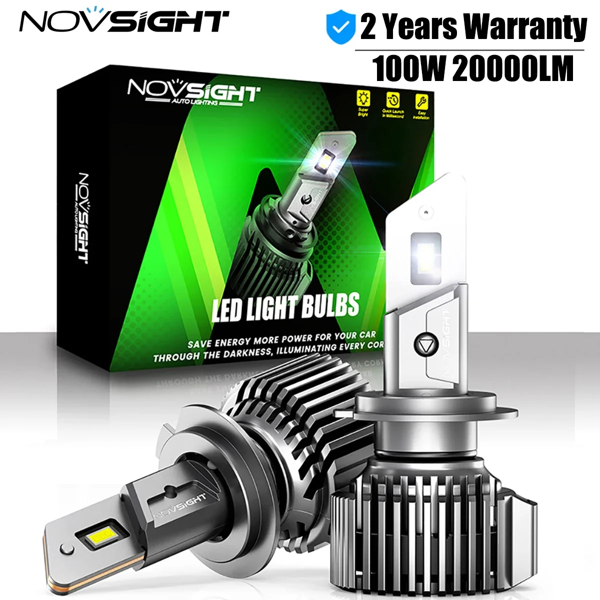 

NOVSIGHT H7 Led Canbus H11 H4 9005 HB3 9006 HB4 H8 H9 H13 Auto Headlight Bulbs 100W 20000LM Bright 6500K White 12V 1mm Car Lamps