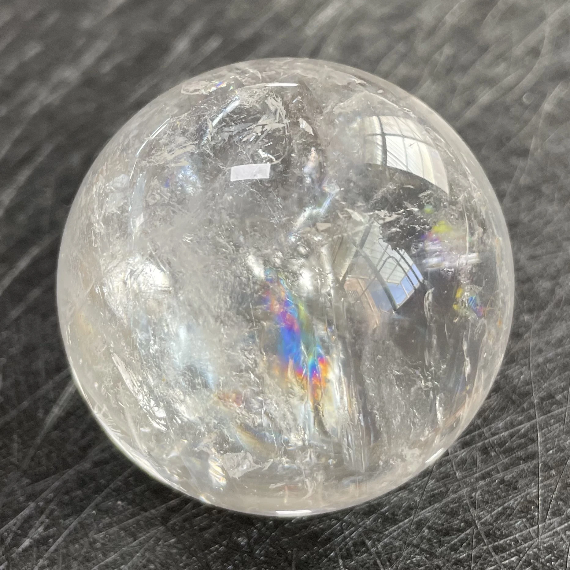 251g Natural Stone Clear Quartz Crystal Ball Rainbow Sphere Polished Rock Reiki Healing B657