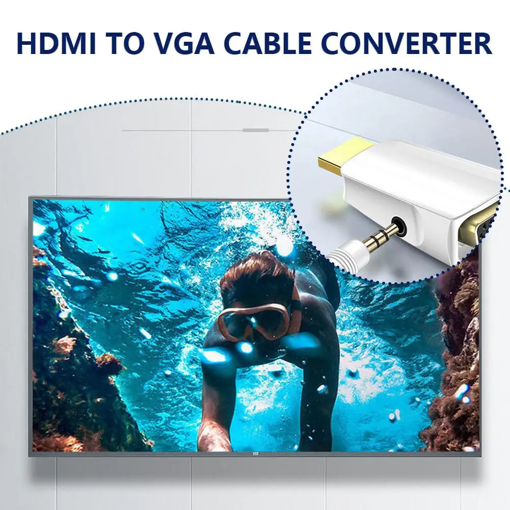 New HDMI Male To VGA Female Adapter Video Converter With Audio Output Cable Adapter 3.5 Mm Jack Audio HD 1080P For Laptop T M2T9