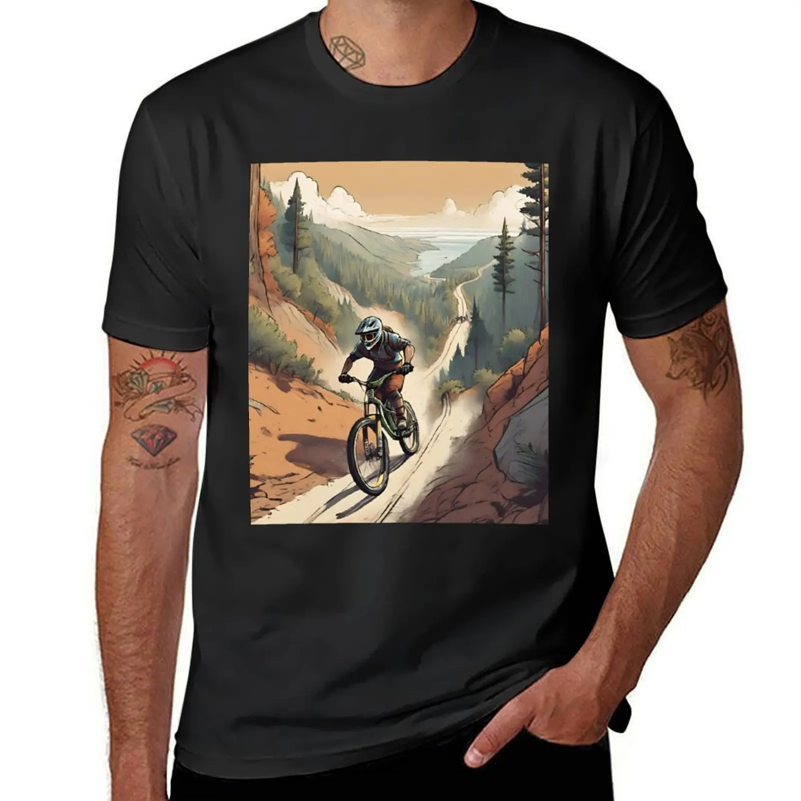 

Downhill Rider on the Route T-Shirt blacks boys animal print hippie clothes customs funny t shirts for men