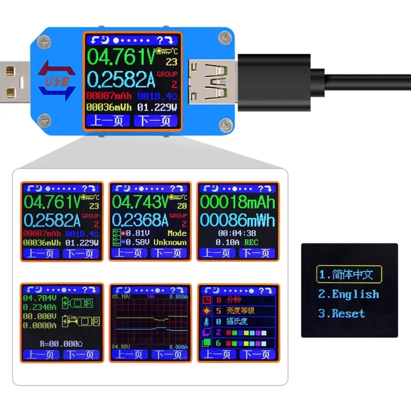 Tester USB 2.0 miernik mocy USB 4-24V 5A Tester napięcia multimetr USB miernik prądu Tester woltomierz wyświetlaczem LCD