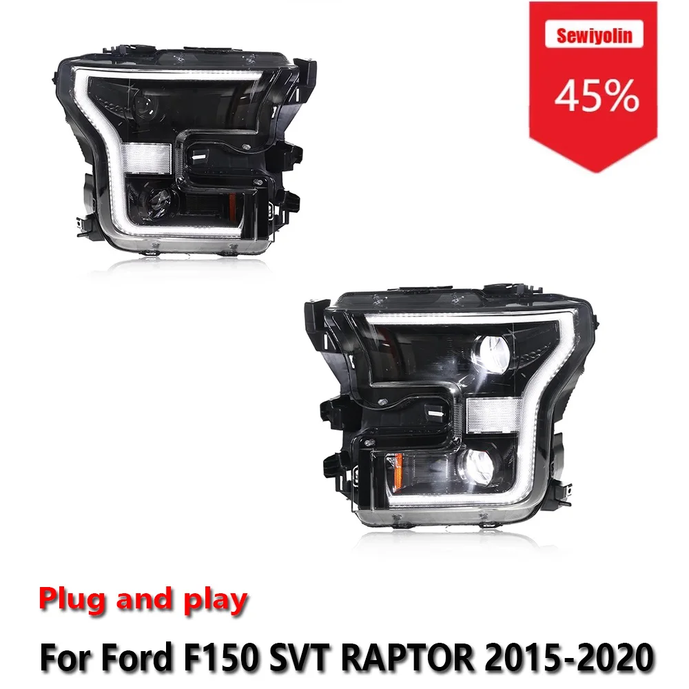 

Sewiyolin Car LED Upgrade Headlight Accessories For Ford F150 SVT RAPTOR 2015-2020 DRL Brake Turn Signal Lamp Plug and Play