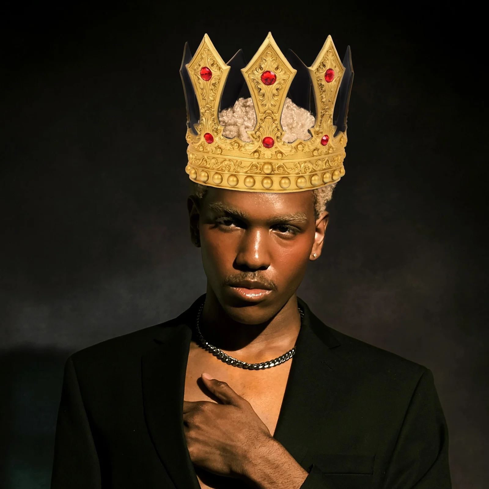 حجر الراين الملك تاج قابل للتعديل غطاء الرأس القرون الوسطى للرجال عيد ميلاد الزفاف هالوين زي حفلة الملحقات #5