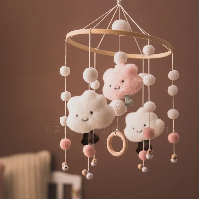 Campana de cama para habitación de bebé, colgante de nube de felpa, campana de cama de bebé hecha a mano para niños, rompecabezas y juego cómodo