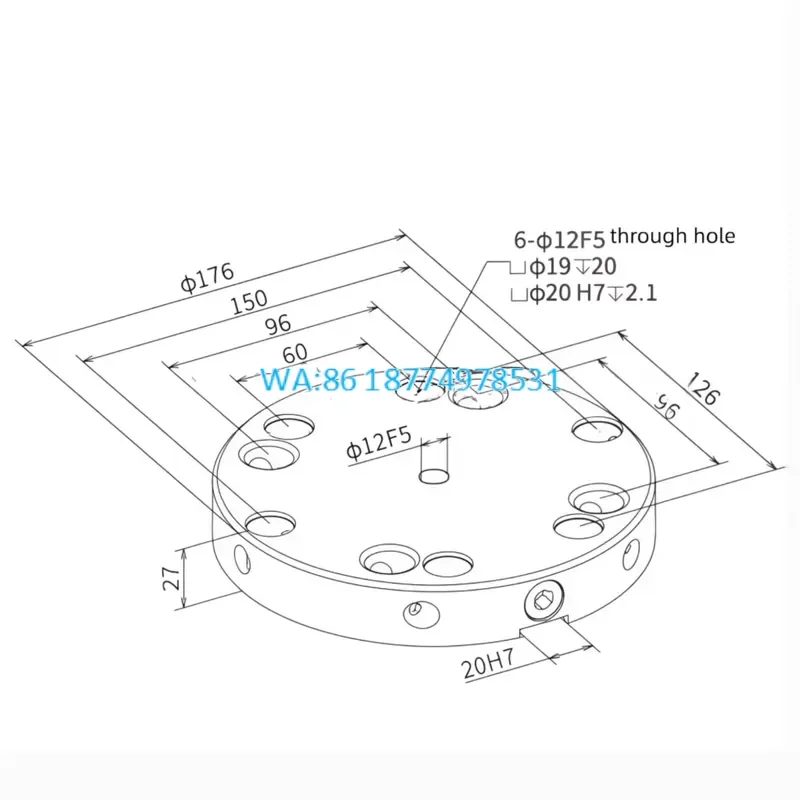 Wmwmnu for Lang Compatible New Tool Accessories Quick Change Vise and Zero Point Pallet Diameter 176mm Thickness 27mm