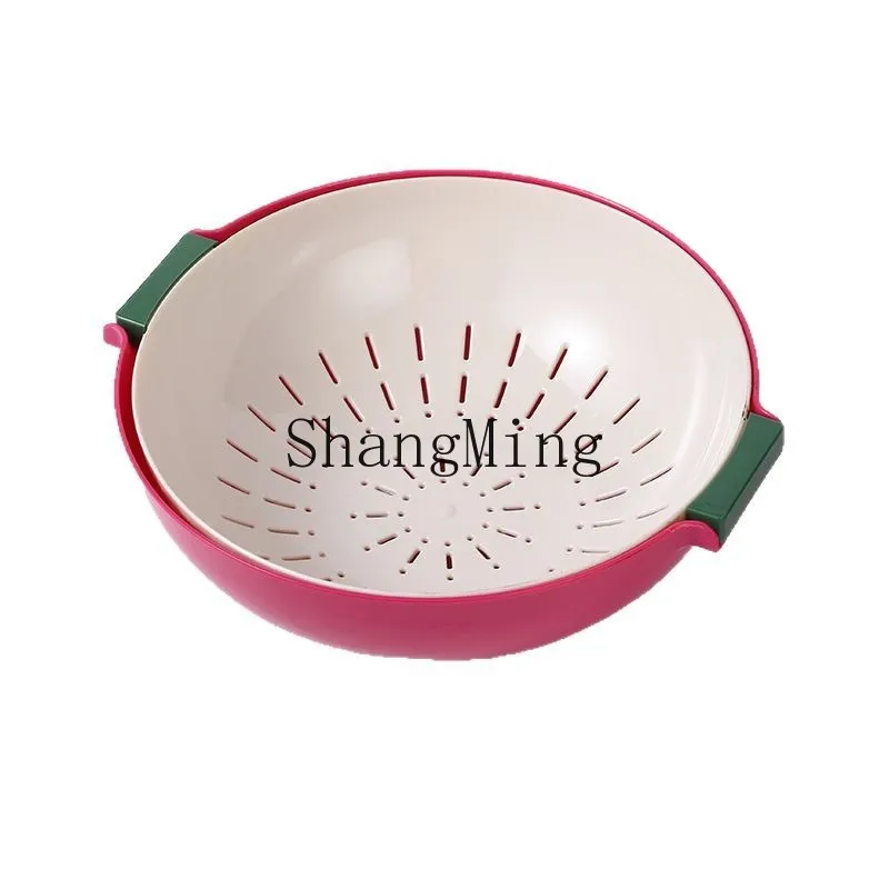 

DSA Household Double Drain Basket Plastic Fruit and Vegetable Basket Drip Basket Kitchen Vegetable Fruit Plate