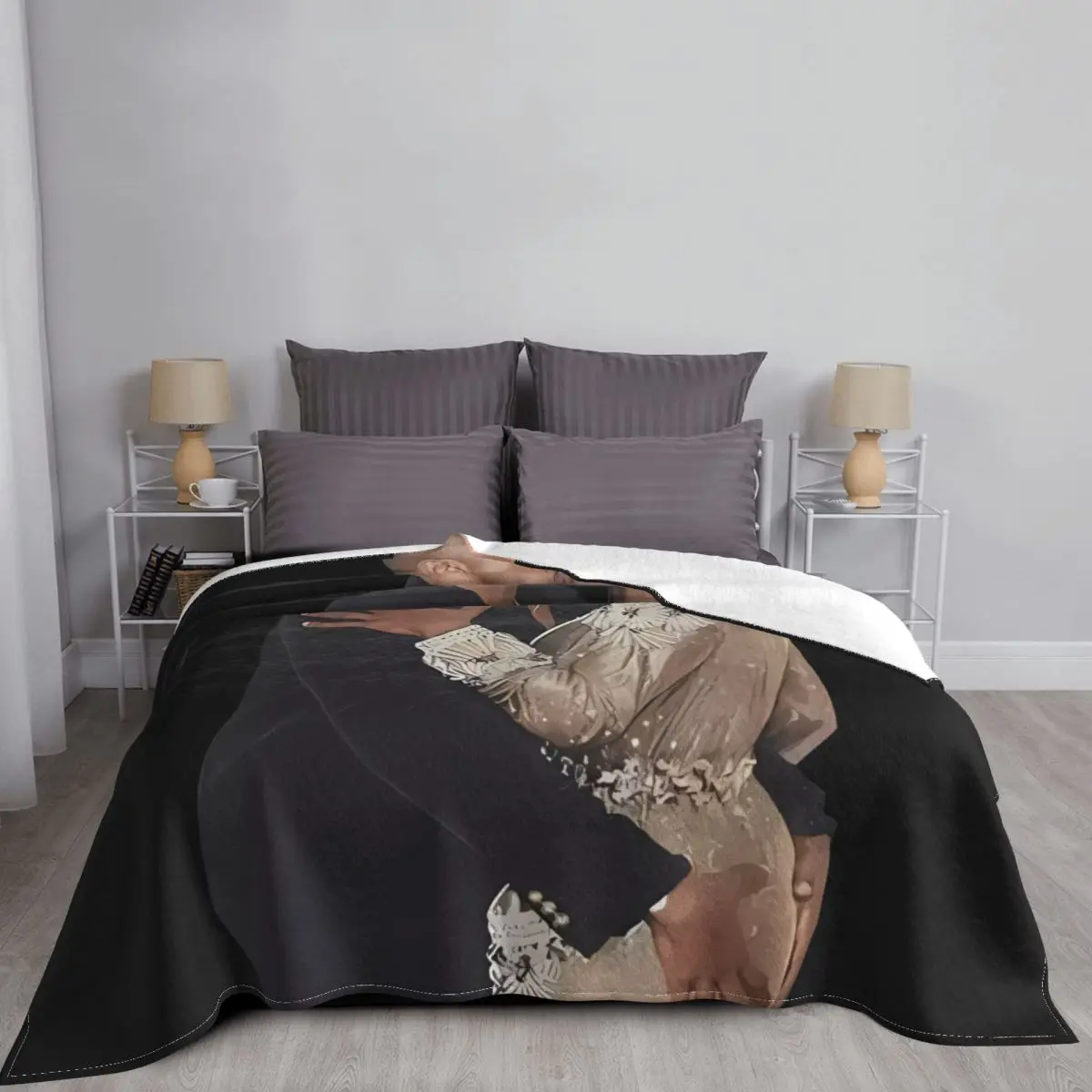 Rapper Kanye West Kissing Blanket Bedspread On The Bed Vintage For Winter