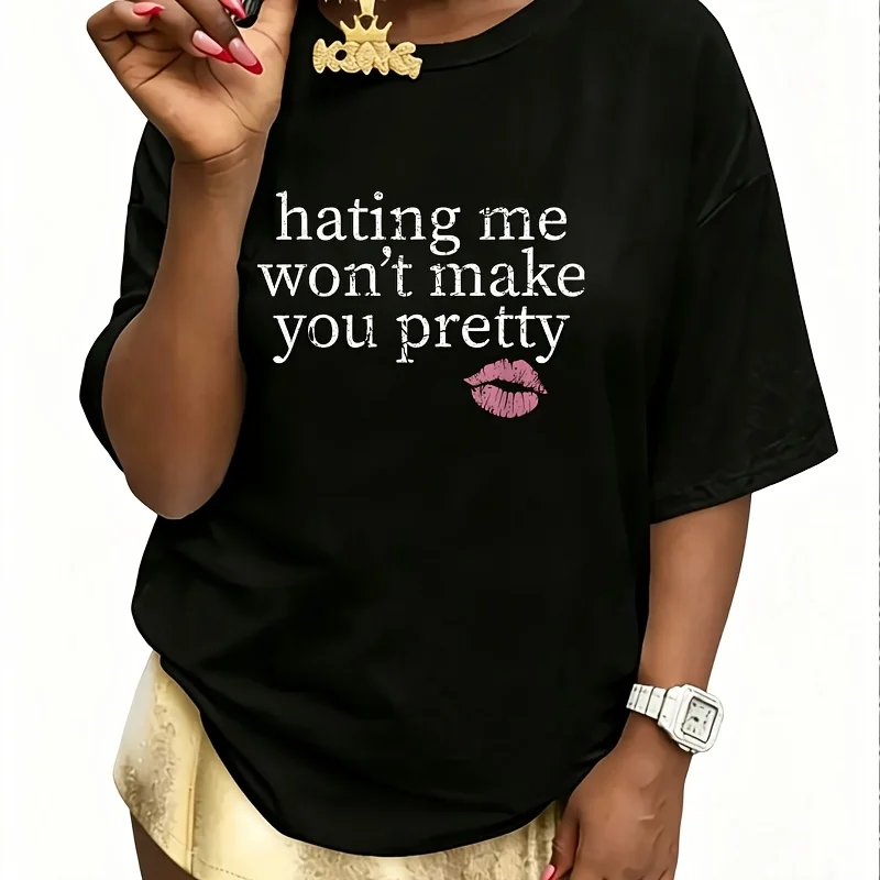 Hating Me Won'T Make You Pretty Women's 100% Cotton T-Shirt Fun Print Short Sleeve Top Casual Round Neck Tee S-5Xl