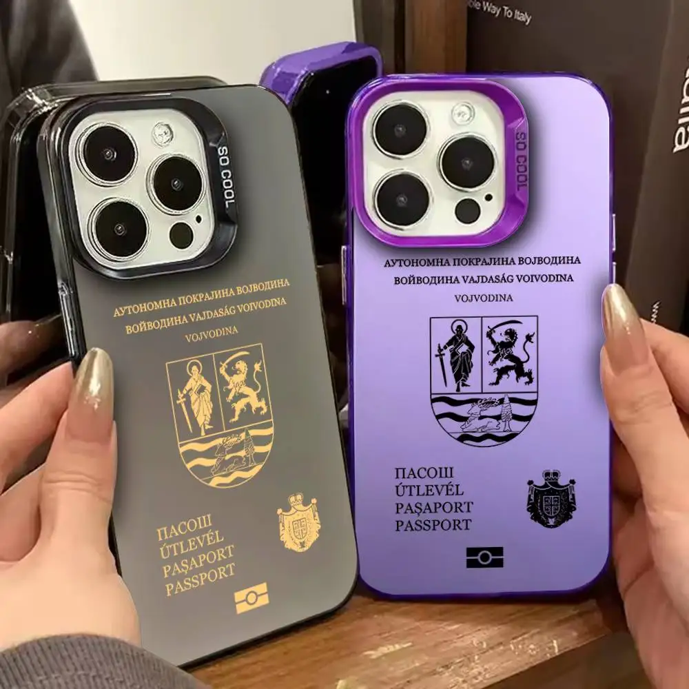 

Чехол для телефона Vojvodina Passport для iPhone 16,15,14,13,12,11,Pro,XS,Max,Plus,Mini,SE Colorful Candy Matte Shockproof Cover