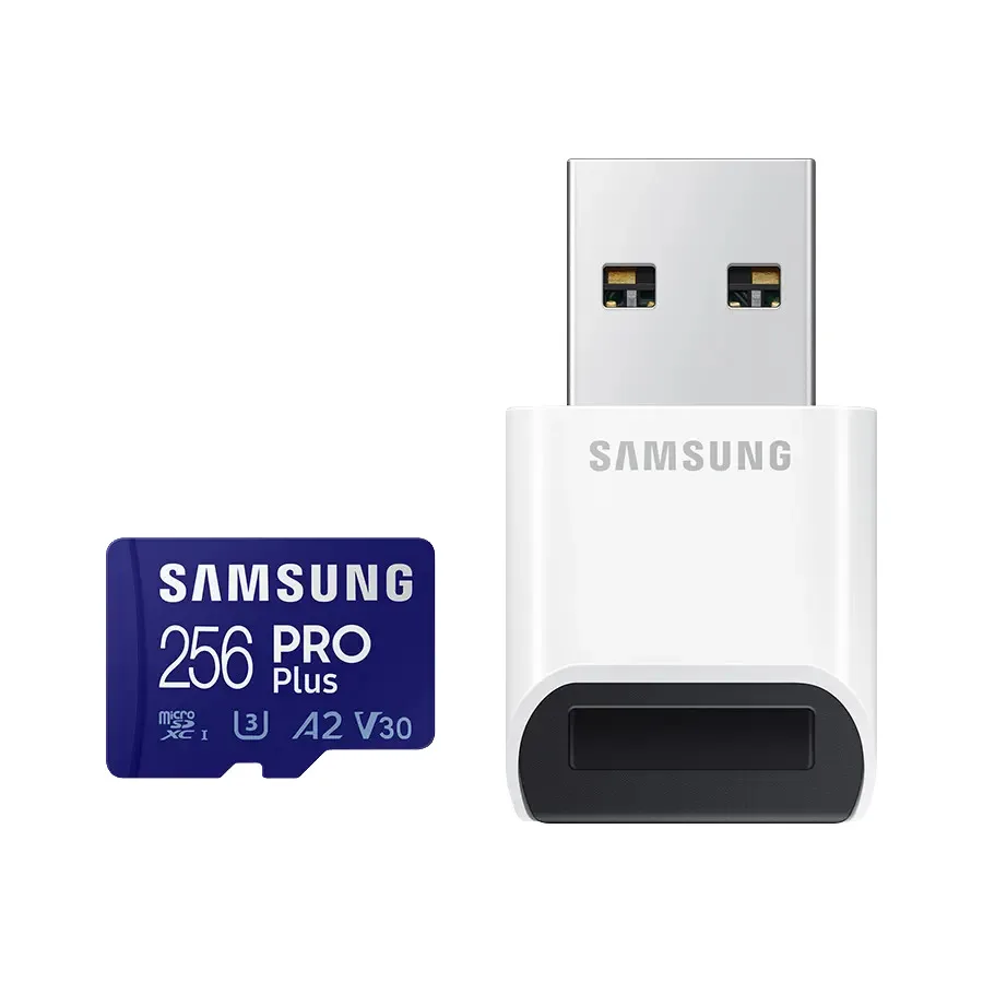 Imagem -03 - Samsung Pro Plus-cartão de Memória Original com Usb 3.2 512gb 256gb 128gb Micro sd a2 V30 tf u3 Leitor de Cartão Flash