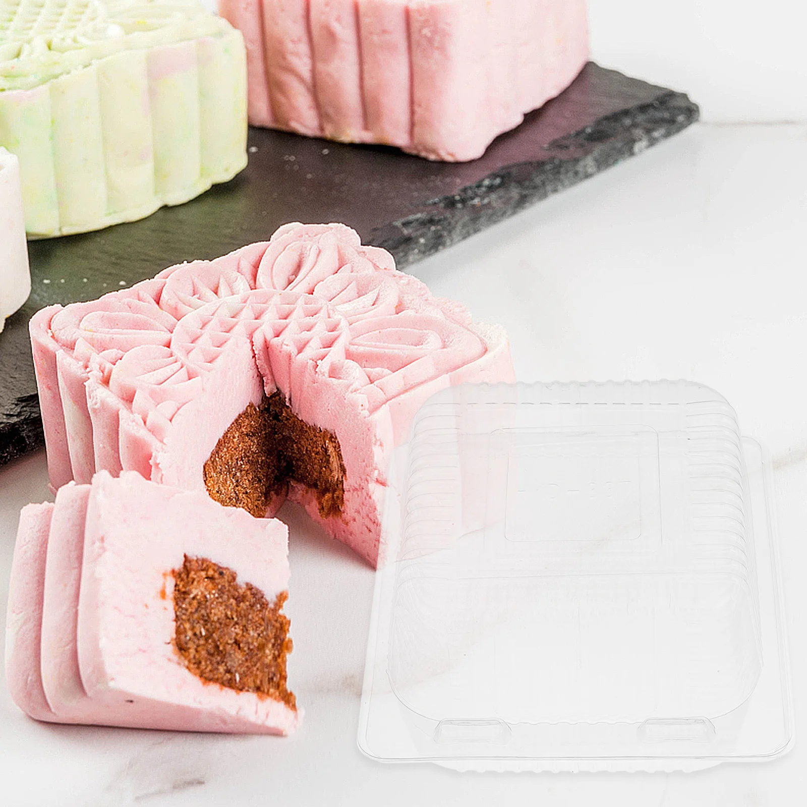 

100Pcs Transparent Baking Boxes PVC Cake Packing Boxes Party Supplies Decorative Cupcake Bakery Dessert Containers Food