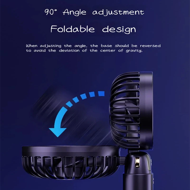 مروحة صغيرة محمولة باليد مع شاشة ليد رقمية ، شحن يو إس بي ، مروحة تعليق الرقبة ، رياضة خارجية ، طالب ، مكتب ، 5 سرعات ، أمبير/ساعة