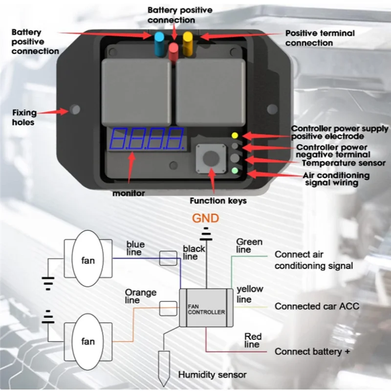 Stylish-Digital Thermatic Fan Switch 12V Radiator Control Switch 0444 Adjustable Temperature Range Electric Fan Kit
