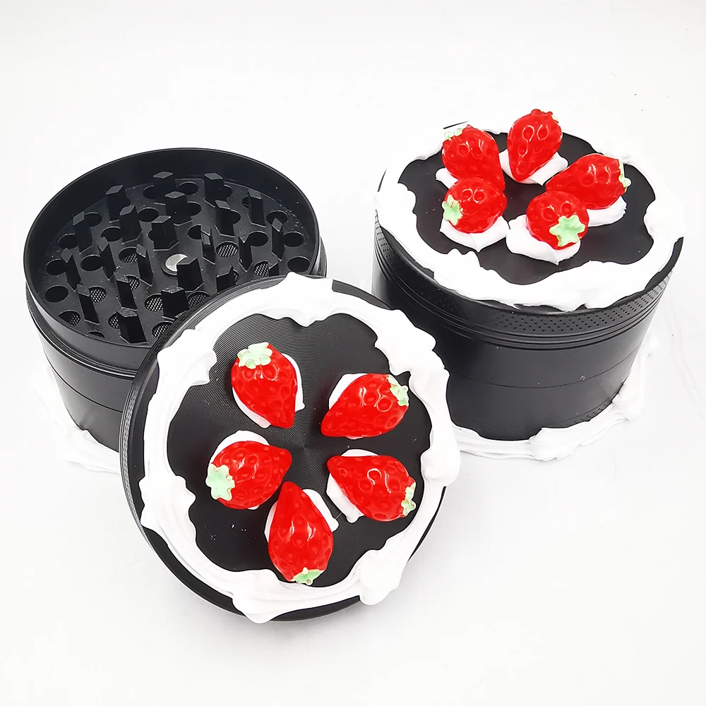 

2.5inch 63MM Fake Cake Grinder Metal Herb Tobacco Grinder Strawberry Cake Crusher Miller Pipe Accessory Gift Packing