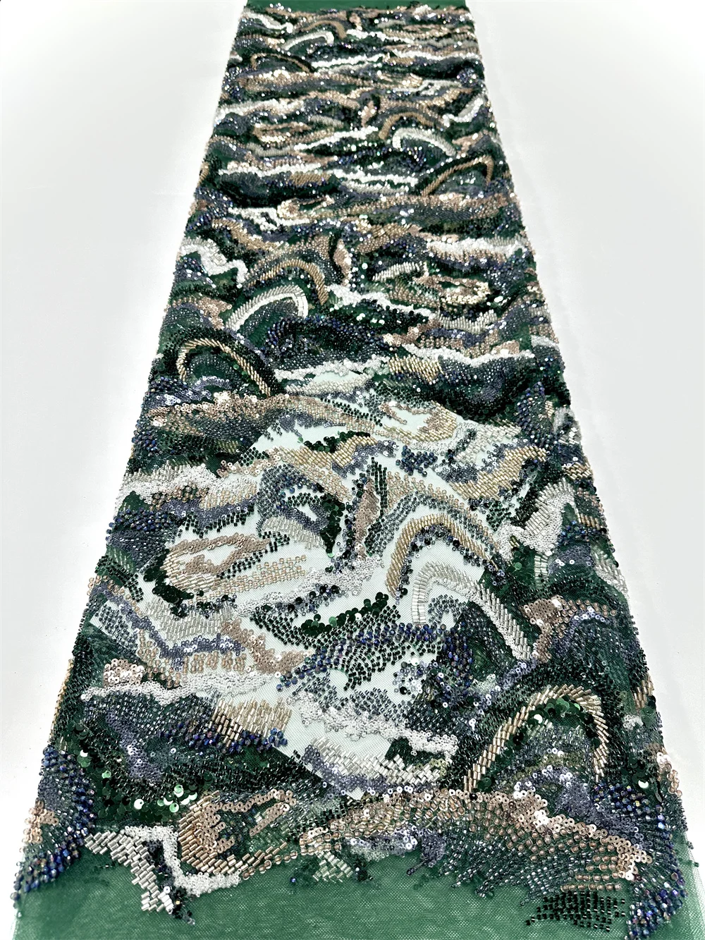 Luxe Nigeriaanse Afrikaanse kralen kant stof 2025, hoge kwaliteit pailletten borduurwerk Afrikaanse Franse kant stof voor het naaien van jurk