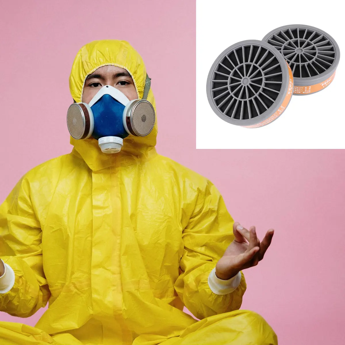 

2pcs Reusable Chemical Protective Mask Filter For Industrial Painting Dust Spray Drilling Professional